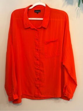 ADDITION ELLE Red Button-Front Rayon Blouse